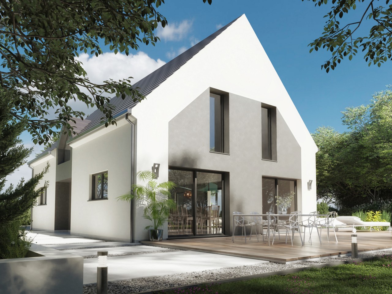 Construire maison combles amenages plan suite parentale rez de chaussee